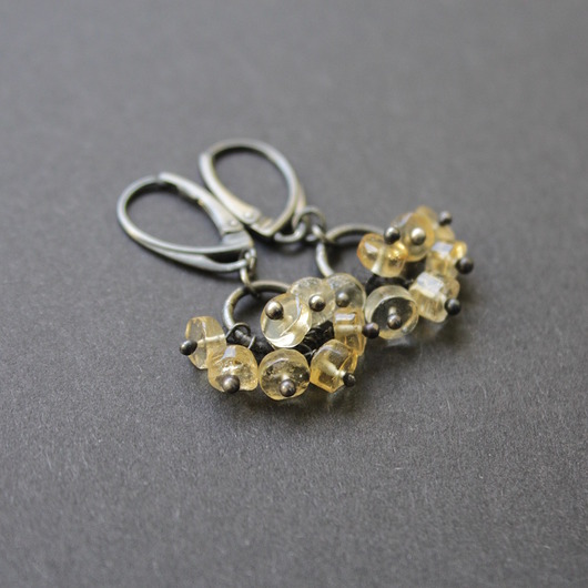 kolczyki z kamieniami Kolczyki cyganeczki z cytrynami