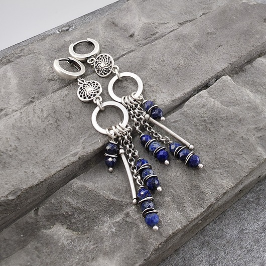 kolczyki z kamieniami Kolczyki lapis lazuli