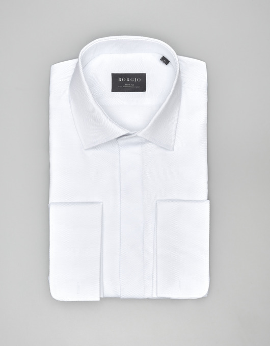 koszule męskie Koszula fabrizia 00572 na spinki biały slim fit
