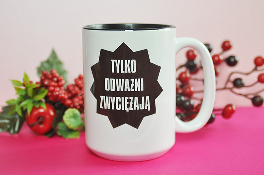 Tylko odważni zwyciężają, kubek ceramiczny Sowia Aleja