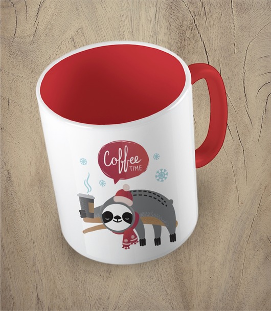 kubki Kolorowy kubek CHRISTMAS COFFEE TIME SLOTH