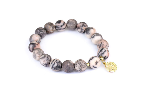 Bransoletka Rodonit Matowy złoto Brazi Druse Jewelry