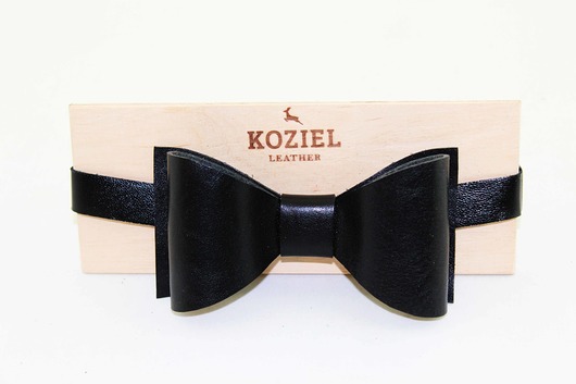 Muszka skórzana Czarna  KOZIEL LEATHER DESIGN