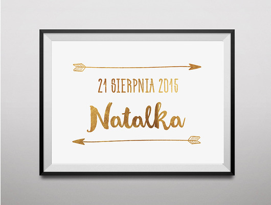 Personalizowany złocony plakat Strzałki Old Soul Mood Prints