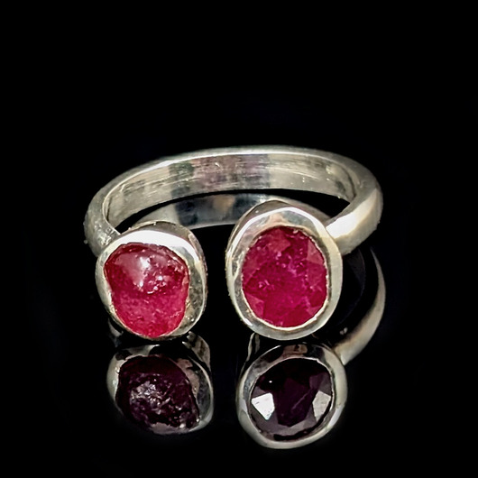 pierścionki złote Pierścionek gemini- Malinowe rubiny