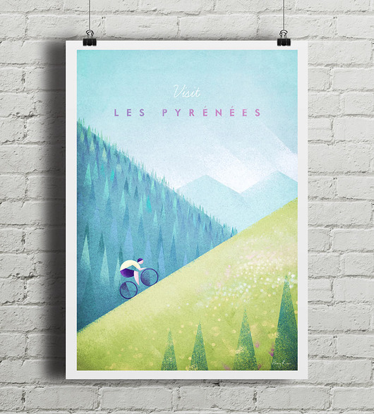 Pireneje - vintage plakat A2 minimalmill