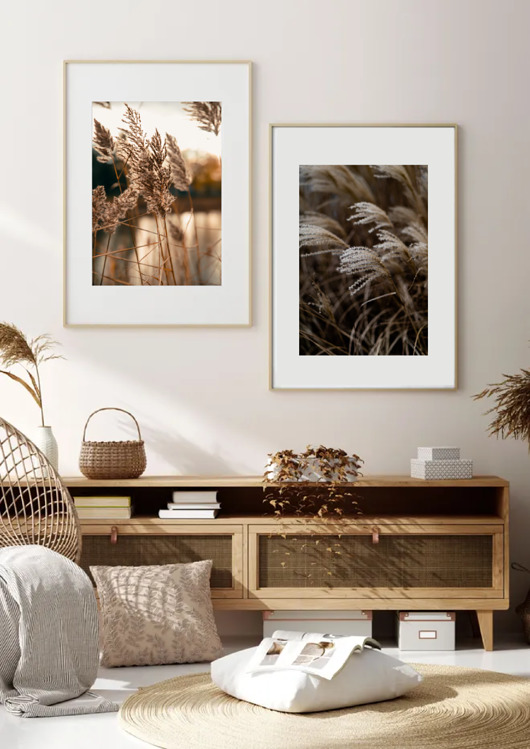 plakaty DWA PLAKATY beżowe botaniczne neutralne