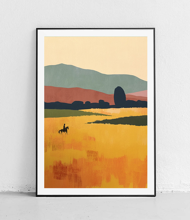 plakaty Plakat Samotny jeździec na pustyni