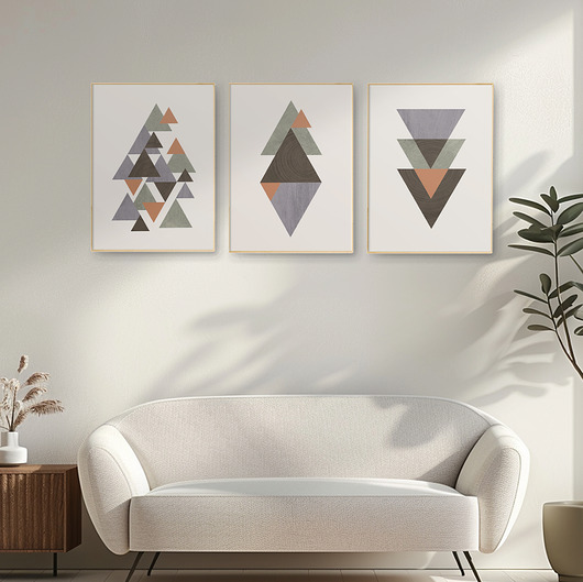 plakaty Zestaw 3 geometrycznych grafik na ścianę, skandynawski styl, nordic style.
