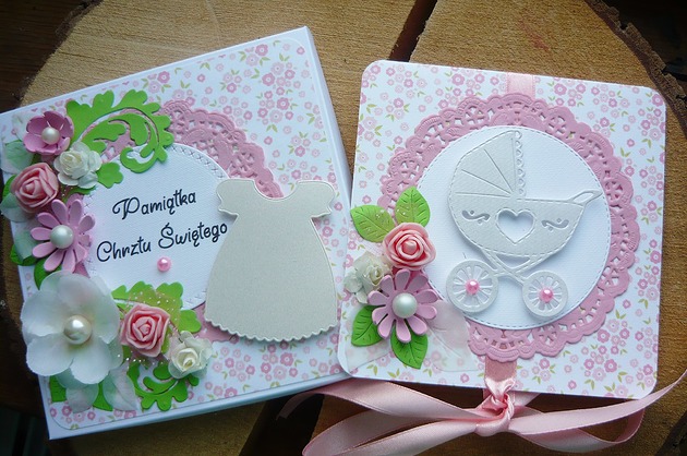 kartki scrapbooking kartka na chrzest z Twoimi życzeniami