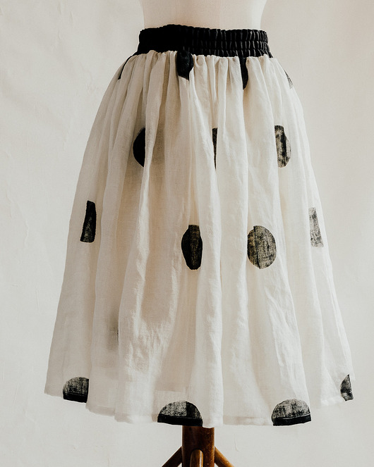 spódnice midi Lniana spódnica TUTU w kropki