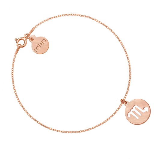 srebrne naszyjniki Matowa bransoletka z zodiakiem Skorpiona z różowego złota