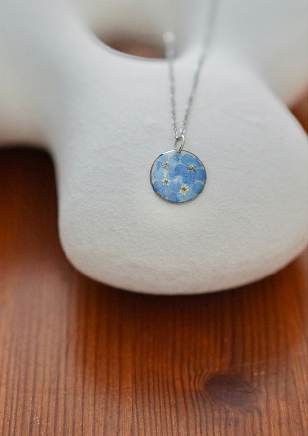 srebrne naszyjniki Naszyjnik z niezapominajkami