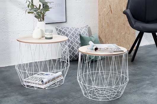 Zestaw stolików drucianych 2szt. białę Home Design