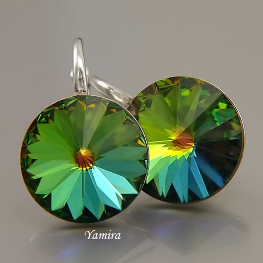 kryształ Swarovski Rivoli Vitrail Medium 12mm kolczyki yamira