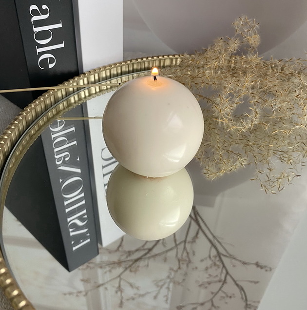 świeczniki i świece Świeca ekologiczna sojowa dekoracyjna "Rustic Ball" średnica 60mm biała