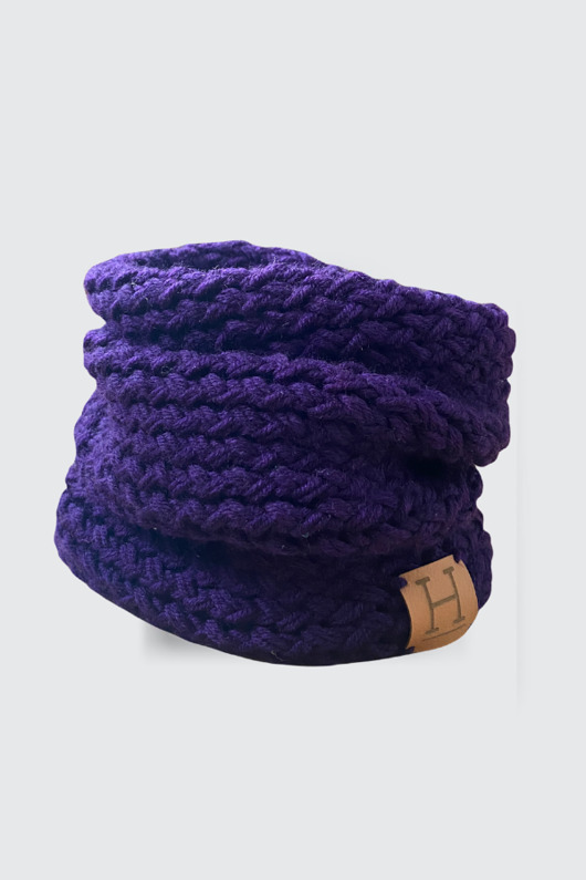 szale damskie Komin z wełny merynosa handmade Fiolet
