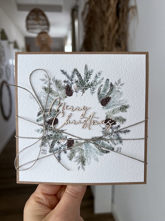 kartki świąteczne Ręcznie robiona kartka świąteczna na Boże Narodzenie Merry Christmas