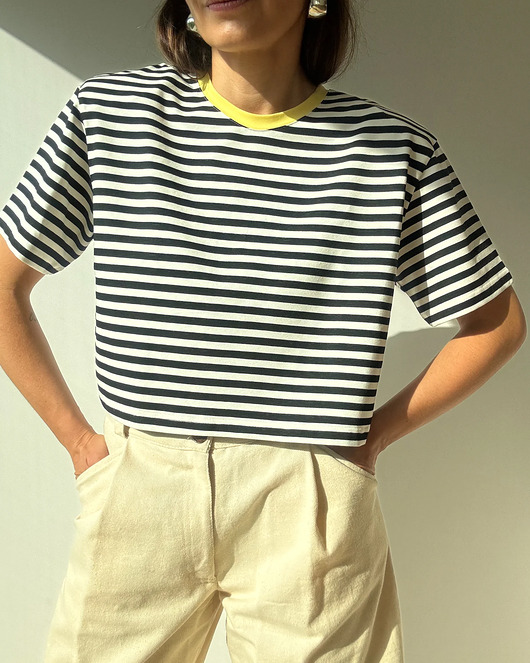 t-shirt damskie T-Shirt Move crop paski poduchy yellow