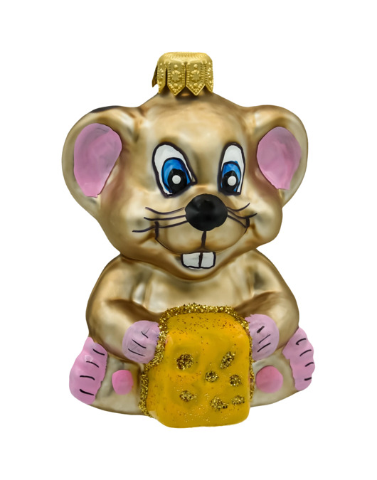 ozdoby choinkowe Bombka choinkowa: Mysz z kawałkiem sera: brązowa