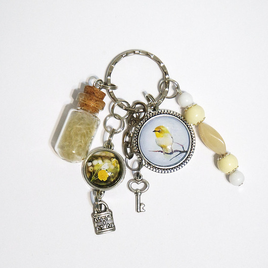 breloki Breloczek - Ptak, kwiat, piórko, kłódka
