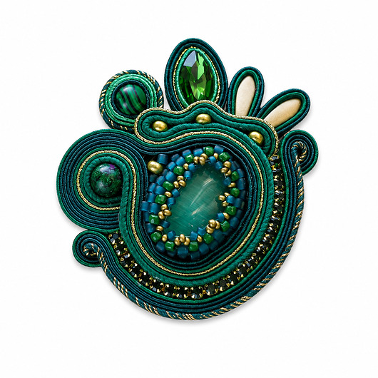 broszki Isobelle -zielona broszka soutache