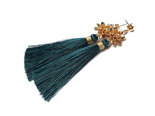 BOHO - FLOWER /petrol/ - kolczyki KiKa pracownia
