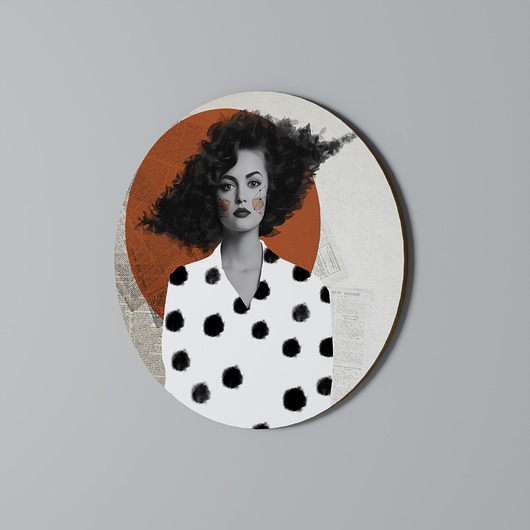 obrazy CLASSIC COOL DOTS Obraz okrągły 69cm - dekor dębu