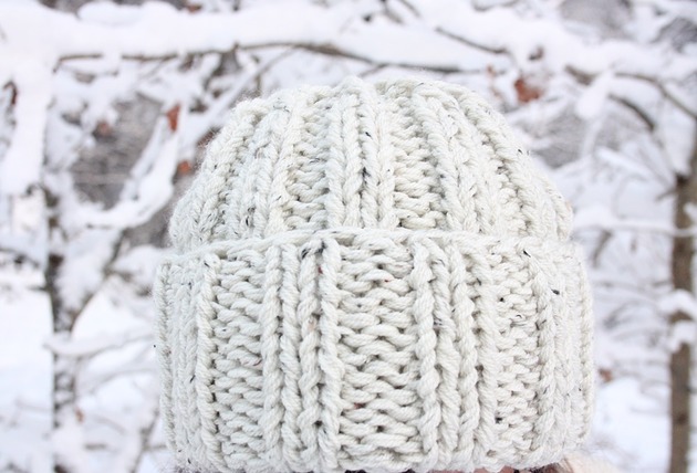 czapki damskie Zimowa czapka  handmade  beanie melanż