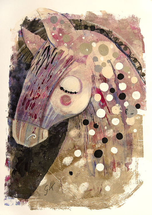 KONIK - akryl, kredki, papier Gabriela Krawczyk