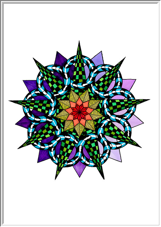 grafiki i ilustracje 58. MANDALA NA OSTRO - fioletowa - rysunek, plakat.