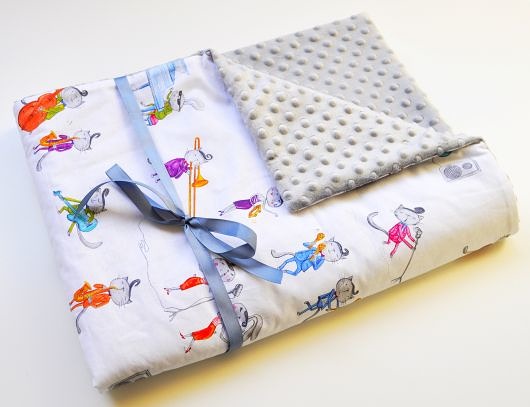 Koc PRZEDSZKOLAKA_MINKY BAWEŁNA_KOTKI_100x150 MOJAMAJA