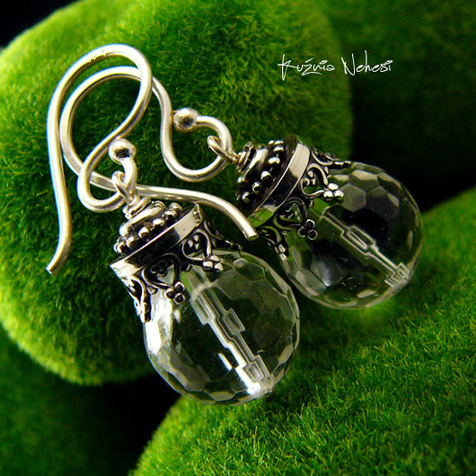 kolczyki wire wrapping Kolczyki Ice - Kryształ Górski Srebro