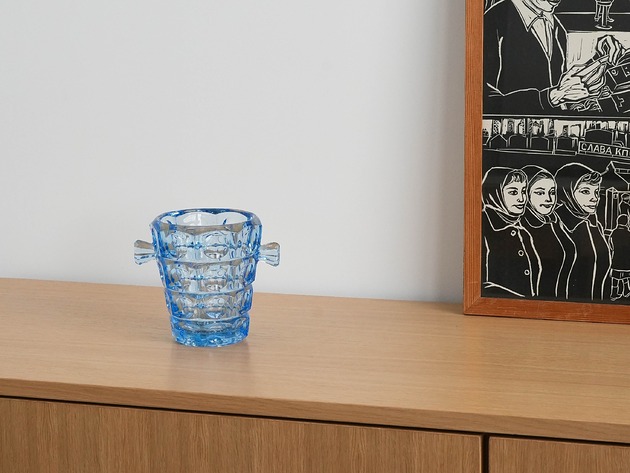 miski i misy Wiaderko na lód Rosice, czeski design, lata 50, Sklo Union, Rudolf Jurnikl