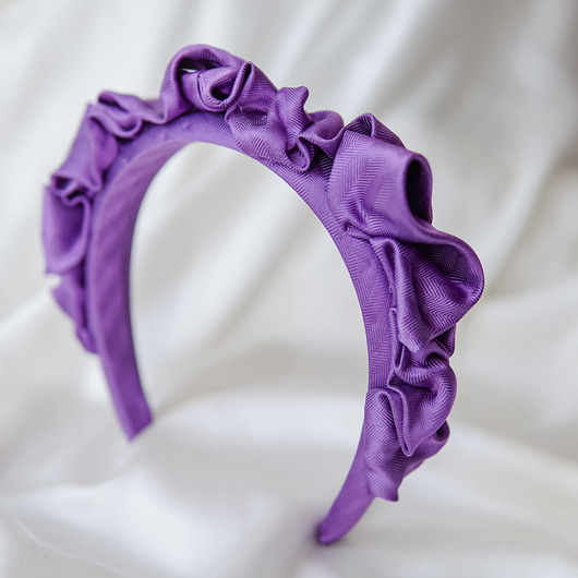 opaski do włosów Marszczona opaska z jedwabnego krawata fioletowa