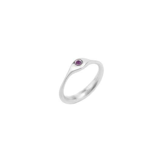 pierścionki srebrne Little GEM / glossy silver with amethyst
