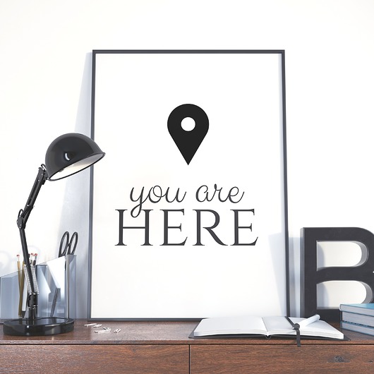 Plakat typograficzny / YOU ARE HERE A3 Well Wall