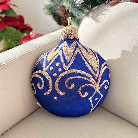 poduszki z grafiką Poduszka Dekoracyjna Bombka Niebieska Mała