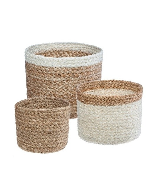 kosze do przechowywania Kosz 3 szt. Jutowy Medlin Biel