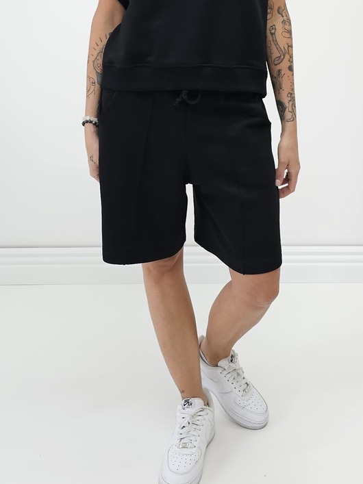 szorty damskie Szerokie spodenki z miękkiej bawełny czarne