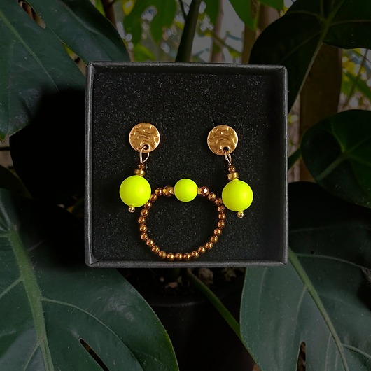 komplet biżuterii RAZEM TANIEJ! Swarovski neon pearls : neon yellow : kolczyki & pierścionek