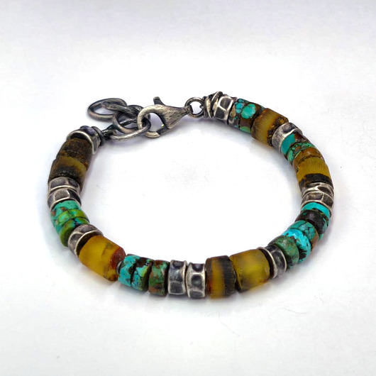 biżuteria męska Bursztyny i turkusy - bransoleta męska