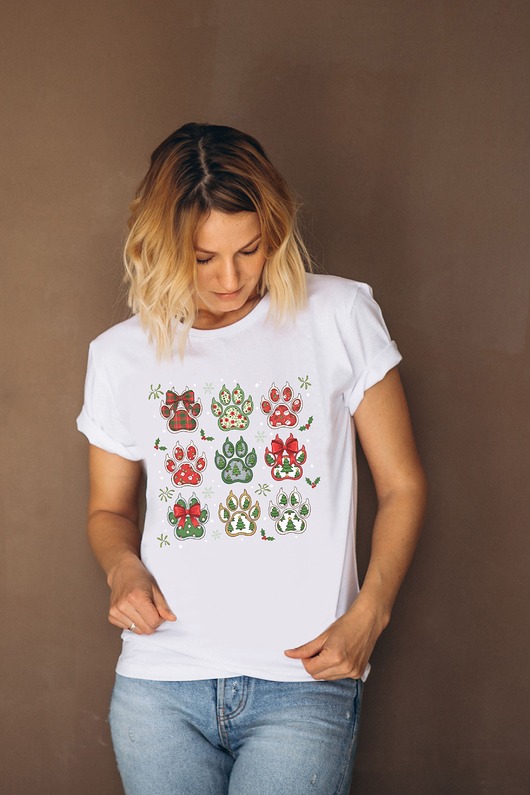 t-shirt damskie Koszulka  z nadrukiem  Merry Pawmas