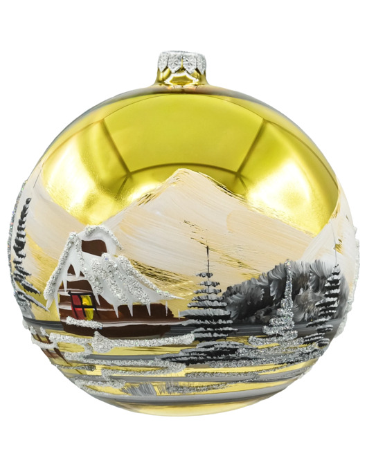 bombki Bombka okrągła Złoty Zimowy Pejzaż
