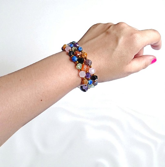 bransoletki z kamieni naturalnych RAZEM TANIEJ! 3 bransoletki: mix kamieni: szlif gwiazdkowy 8mm