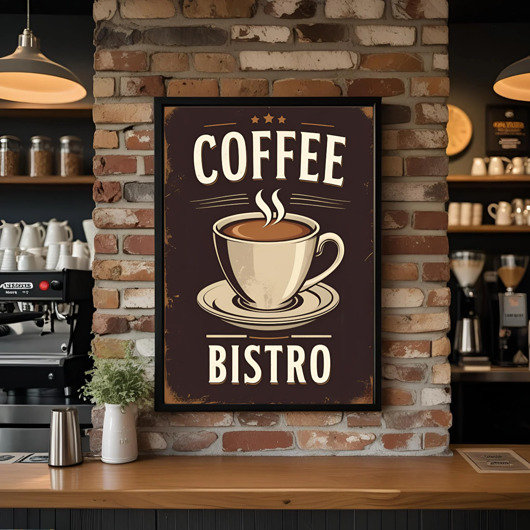 grafiki i ilustracje PLAKAT kawa, coffee bistro, vintage grafika loft