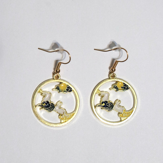 kolczyki - inne Kolczyki - Dwa białe króliczki