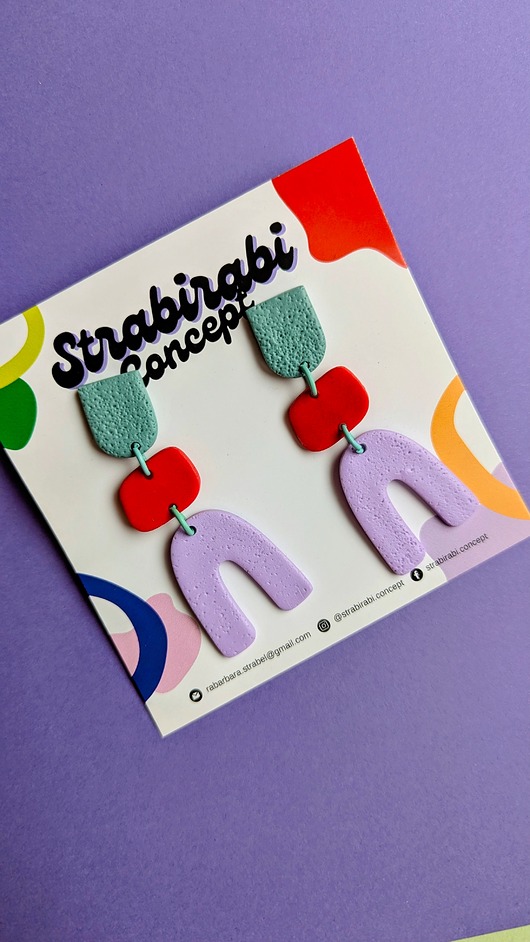 kolczyki z masy plastycznej Kolczyki wiszące łuki