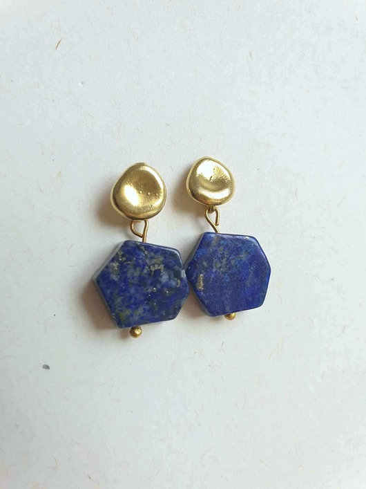 kolczyki z kamieniami Kolczyki z lapis lazuli geometryczne