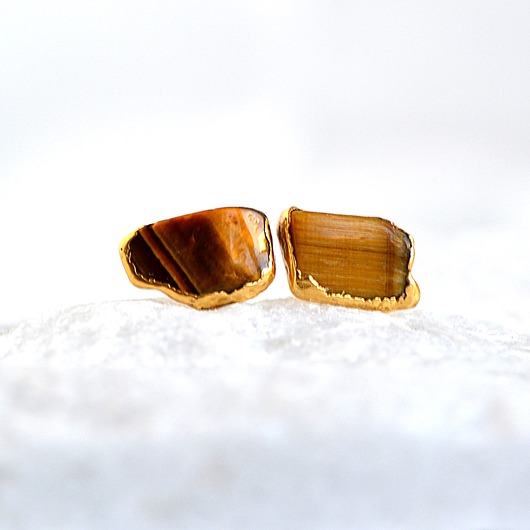 kolczyki pozłacane Kolczyki Sztyfty Tygrysie Oko